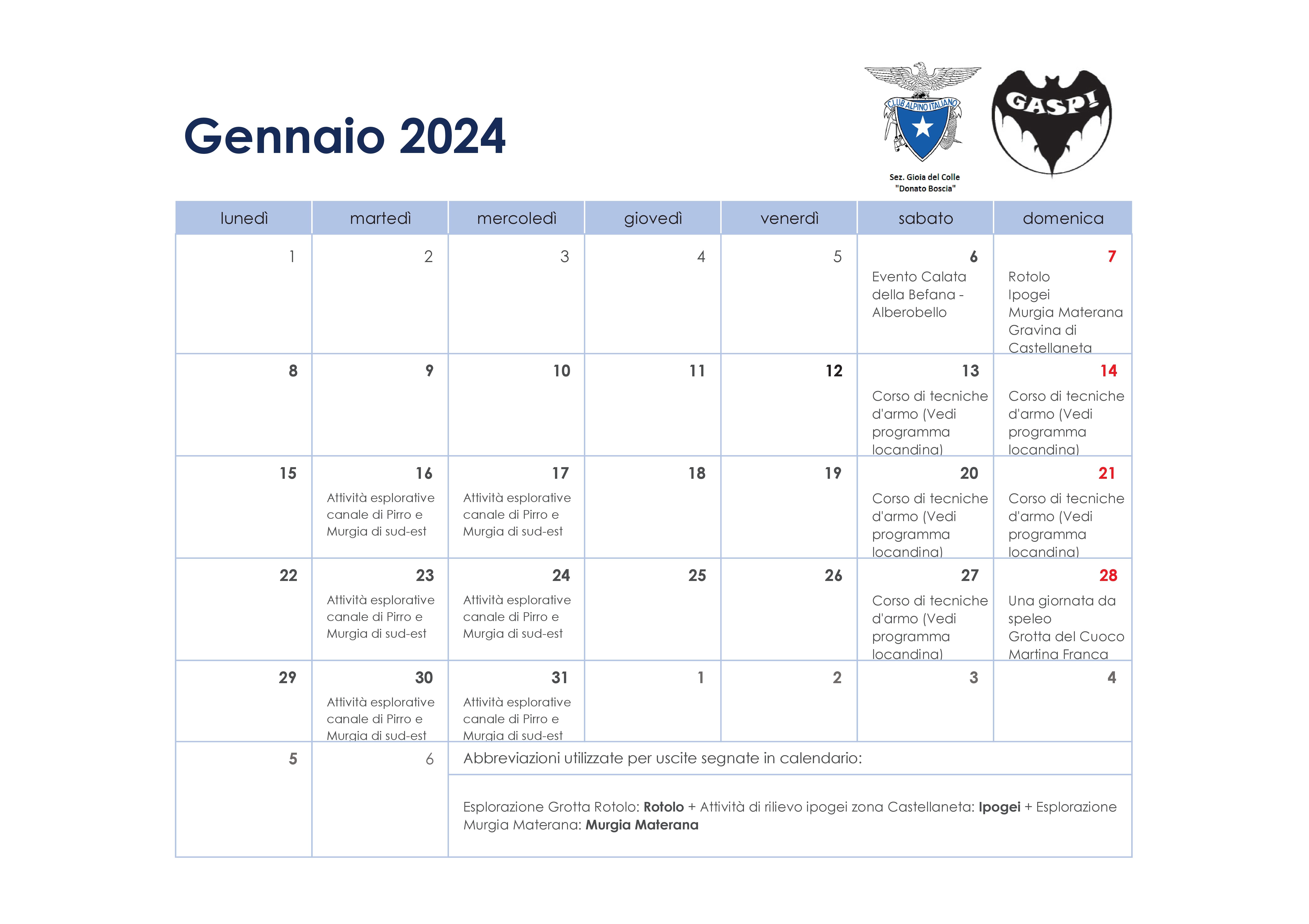 Calendario GASP! 202401