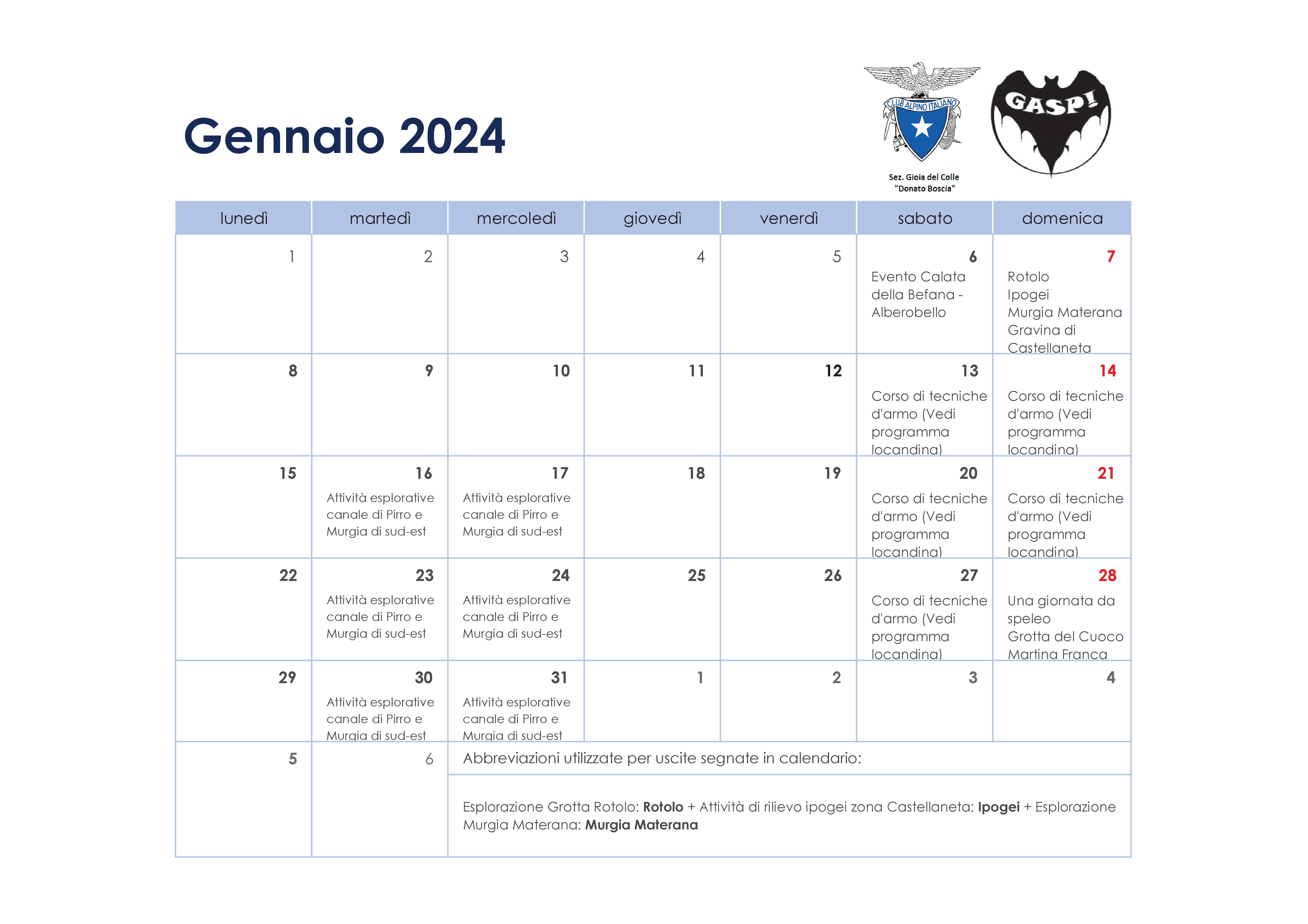 Calendario GASP! 202401