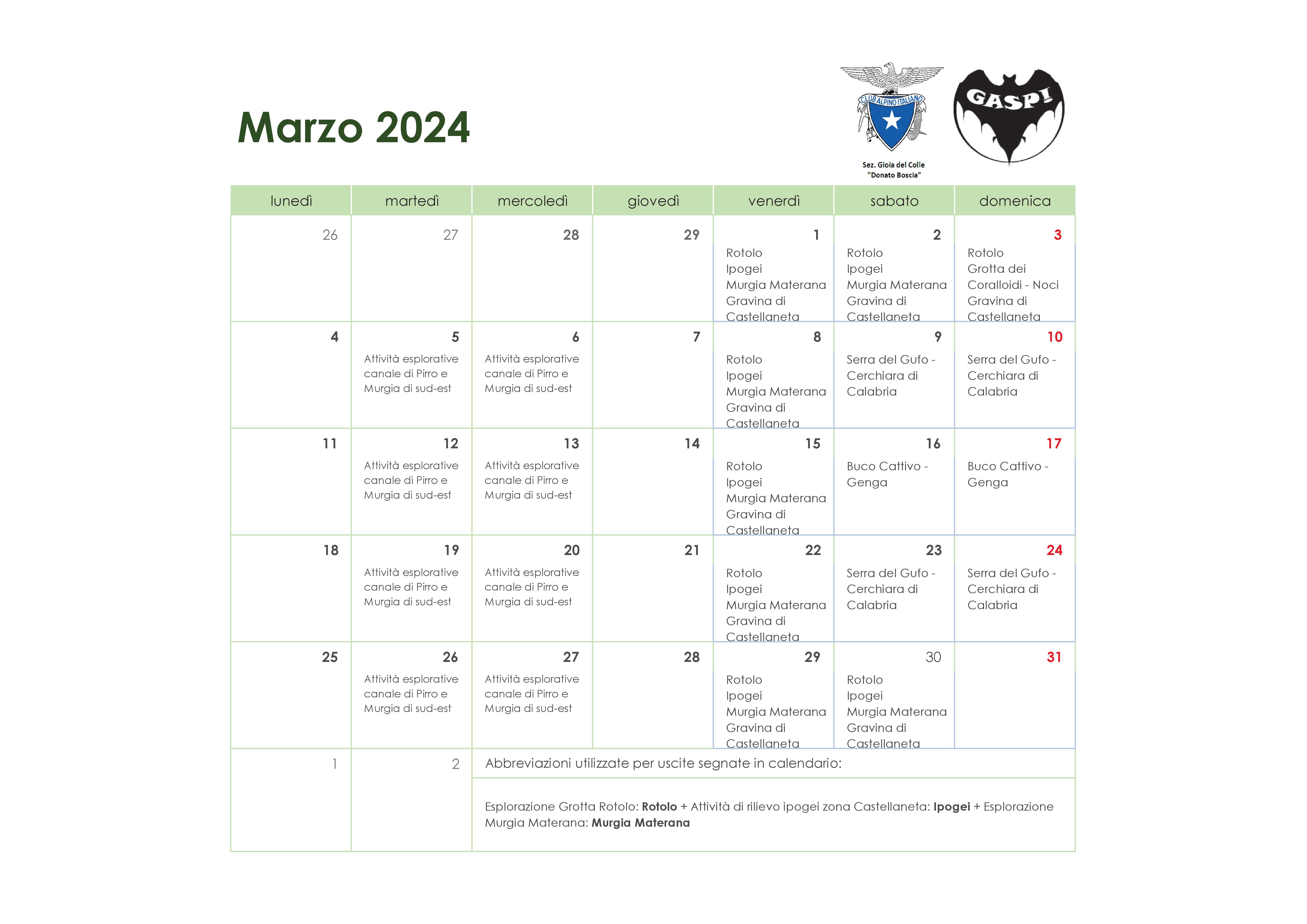 Calendario GASP! 202403