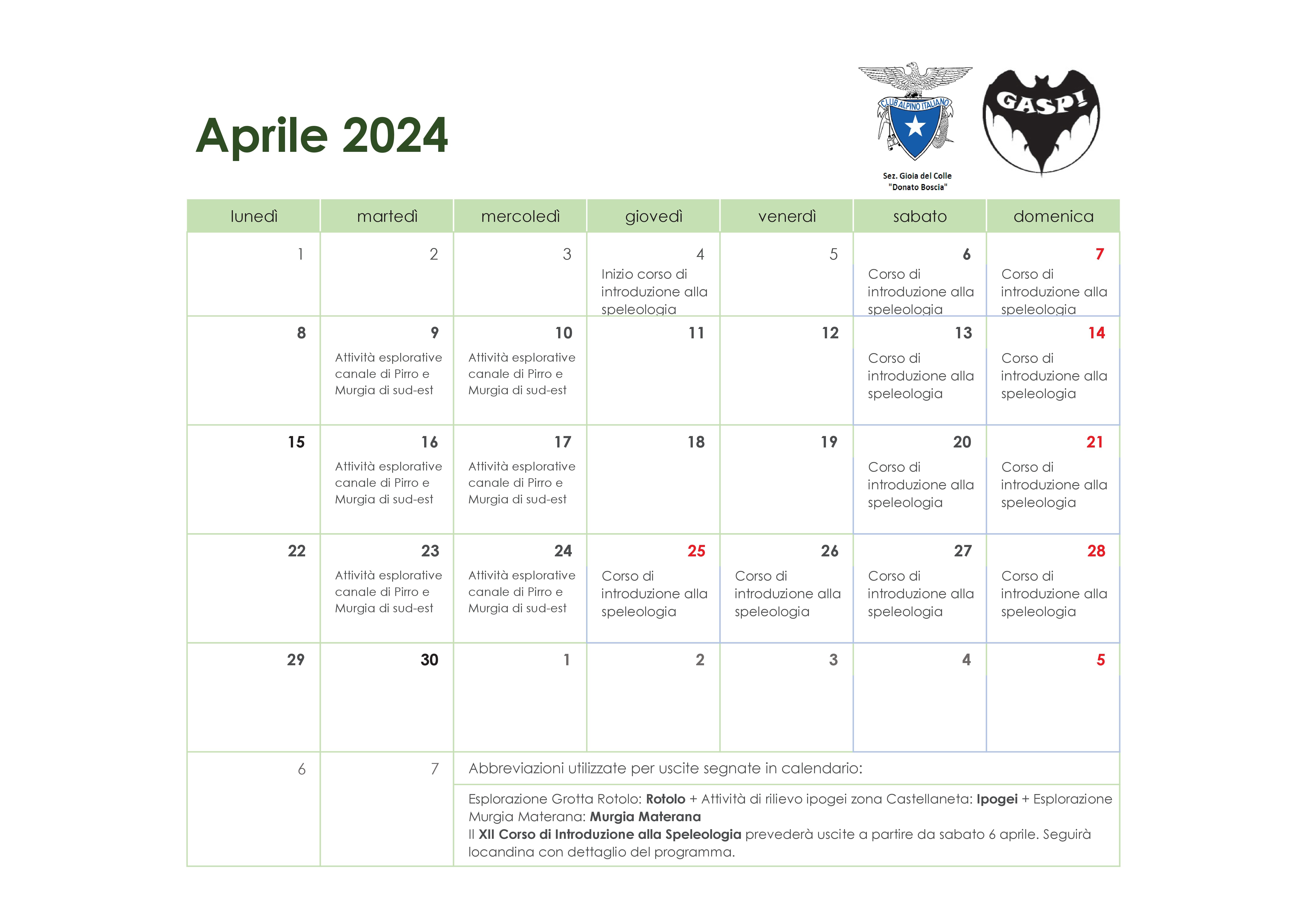 Calendario GASP! 202404