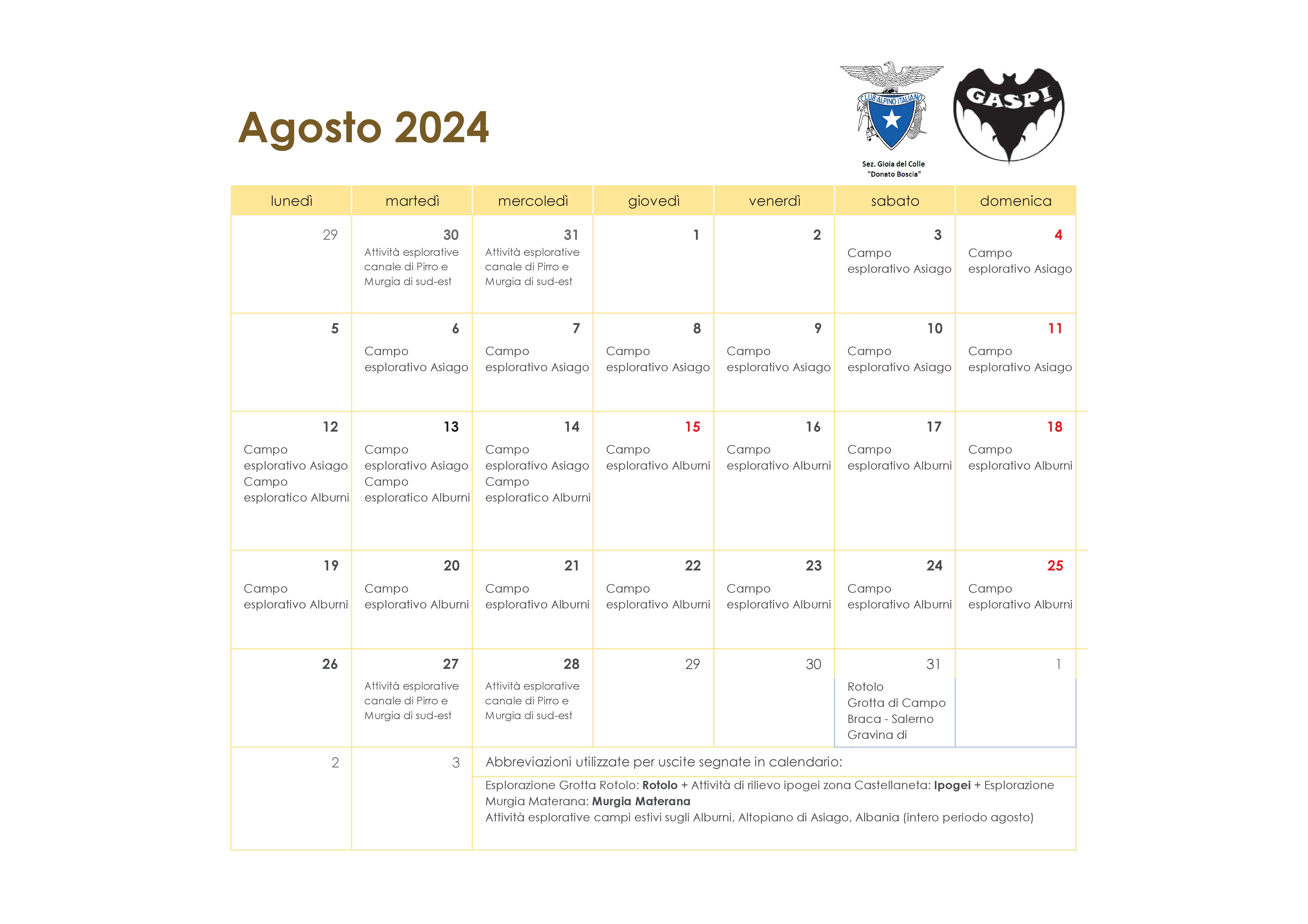 Calendario GASP! 202408