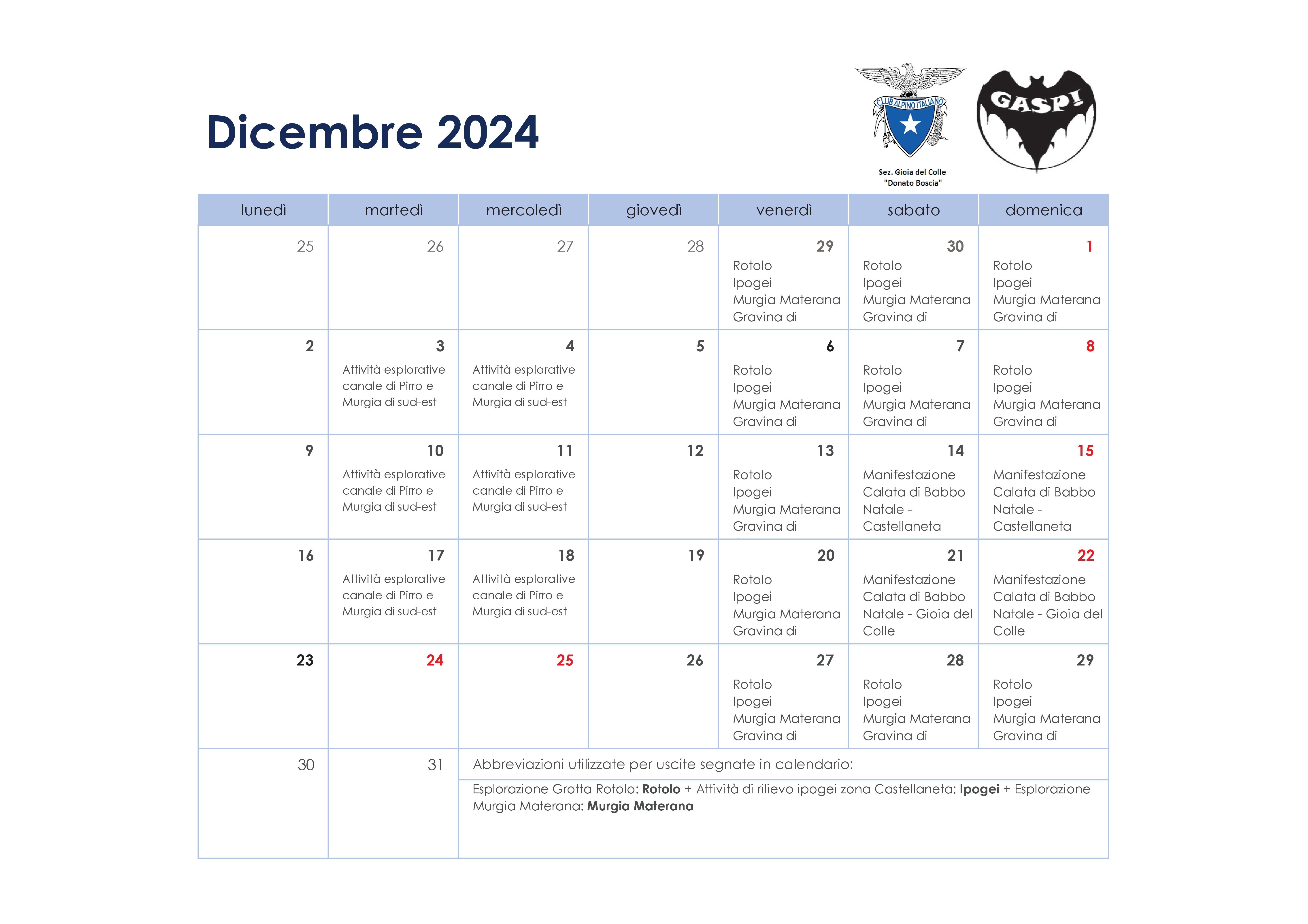 Calendario GASP! 202412